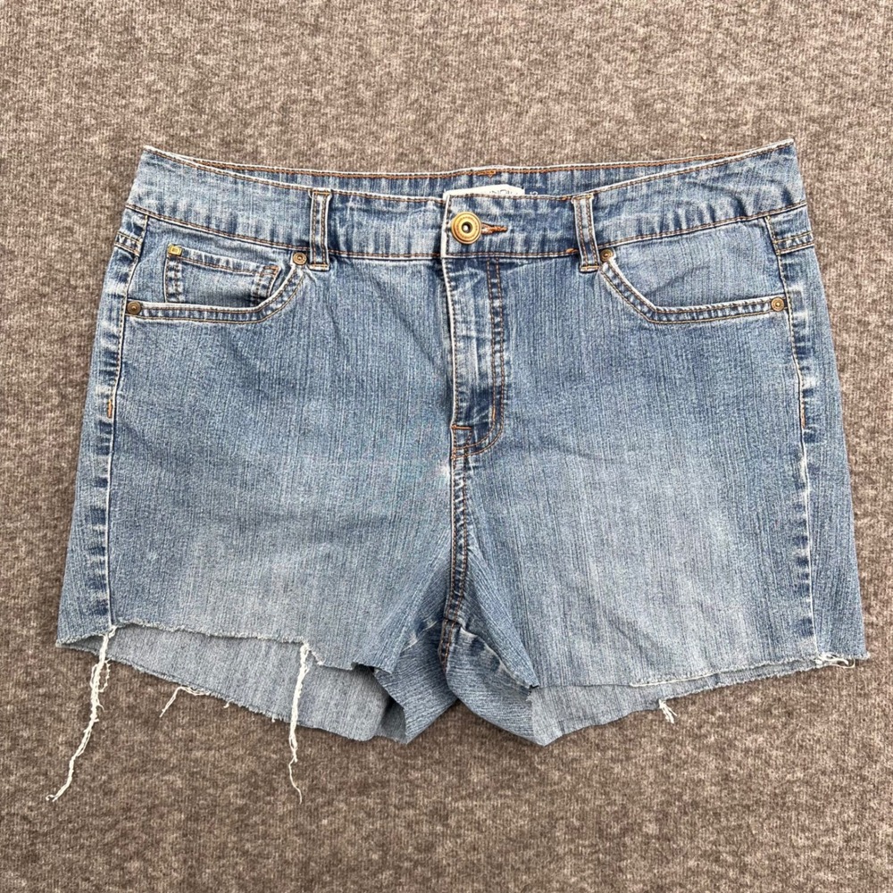 Bandolino Blu Womens Denim Cut-off Shorts Size 12 Medium Wash Frayed Hem 4147